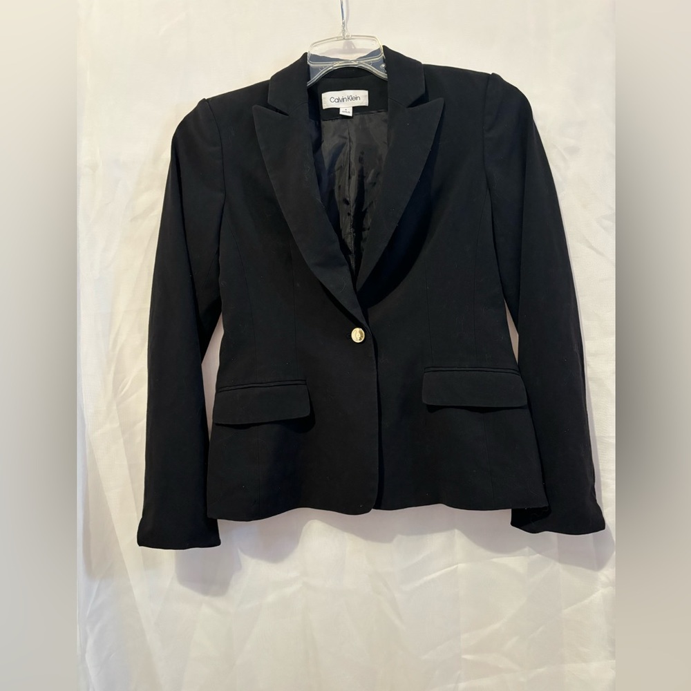 Calvin Klein Women’s One‎ Button Blazer Black Size 4